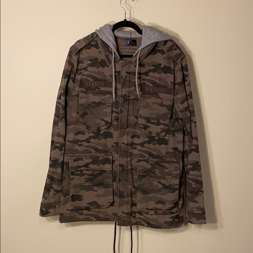 Camo military hoodie/jacket hybrid